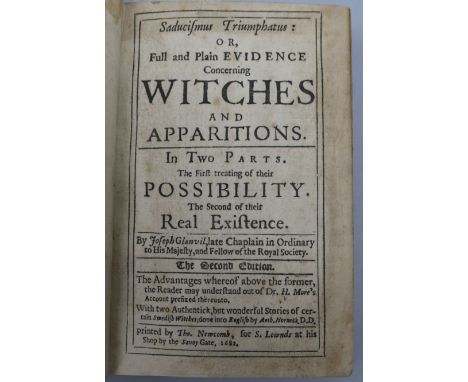 Glanvil, Joseph - Seducismus Triumphatus; or Full and Plain Evidence concerning Witches and Apparations ..., 2nd edition, lac