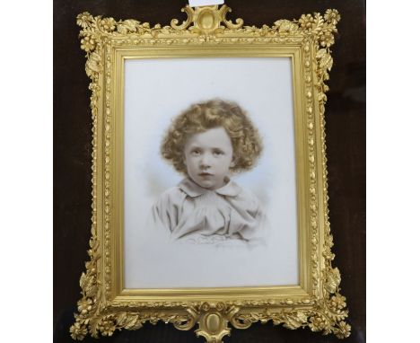 A Victorian gilt-framed portrait Overall 14 x 12in.