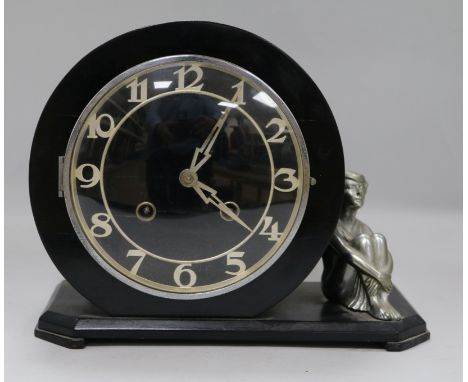 An Art Deco mantel clock 8.5in.