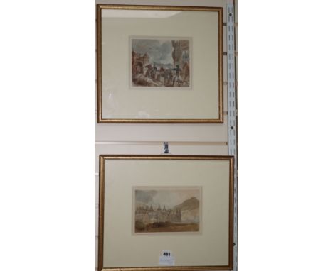 Sir John James Stewart (1779-1849)2 ink and watercolour drawingsMarmion at the Gate of Tantallon and Holyrood CastleAbbott & 
