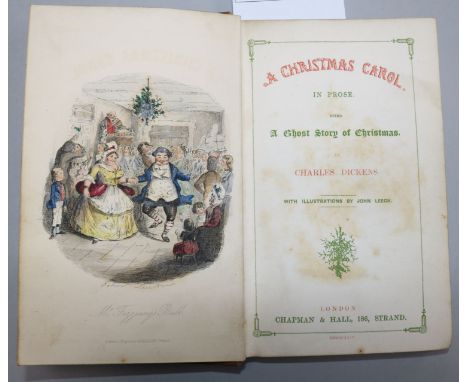 Dickens, Charles - A Christmas Carol, 1st edition, 8vo, "Stave 1" on first page of text, frontispiece, 3 hand coloured steel 