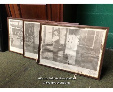 X3 PERADON &amp; FLETCHER LTD. FRAMED IMAGES DEPICTING BILLIARDS MANUFACTURING, 63CM (W) X 45CM (H)