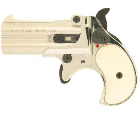  LL 74mm, TL 125mm, verchromte Zinkspritzgusswaffe, Laufbündel aus Stahl, nach oben aufklappbar, aussenliegender Hammer, Stum