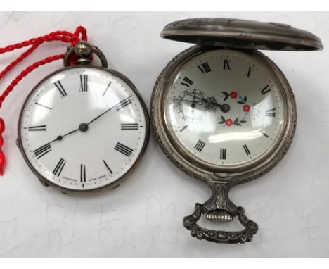 A Stauffner silver pocket watch; together with one other