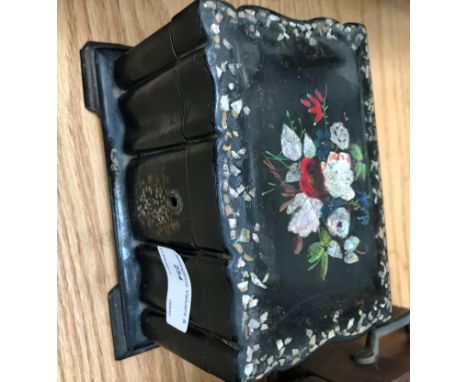 A Victorian papier mache tea caddy