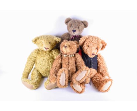 Four large jointed teddy bears, to include 'Bartholomew' a growling humpbacked bear by Helen Bell, a limited edition Edwardia