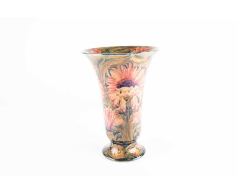 A William Moorcroft Cornflower pattern trumpet vase, early 20th century, probably for James MacIntyre &amp; Co, decorated on 