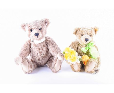 Two modern Steiff collector's teddys, comprising 'Spring',654466, in green mohair, 32cm, and a British Collector's bear with 