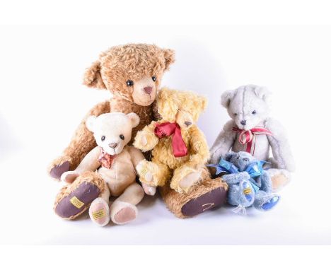 Five Merrythought bears, comprising three limited edition bears by Oliver Holmes, numbered 92 of 1000, 107 of 500 &amp; 1580 