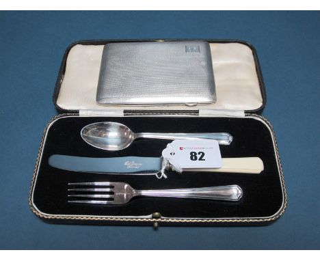 A Hallmarked Silver Christening Set, comprising fork and spoon, W &amp; Co, Sheffield 1936 and knife, in original fitted case
