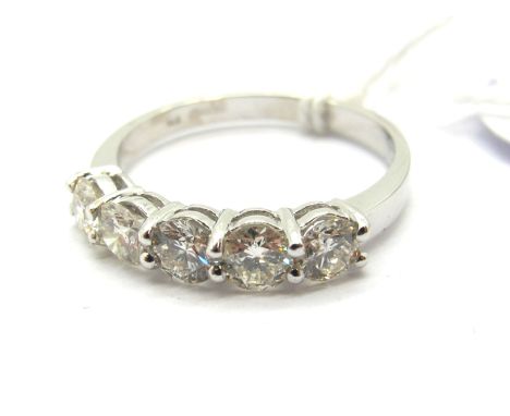 An 18ct White Gold Five Stone Diamond Ring, claw set with uniform stones approximate total diamond weight 1.10cts.