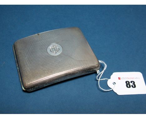 A Hallmarked Silver Cigarette Case, S. Mordan &amp; Co Ltd, London 1926, of curved form, allover engine turned, monogrammed.