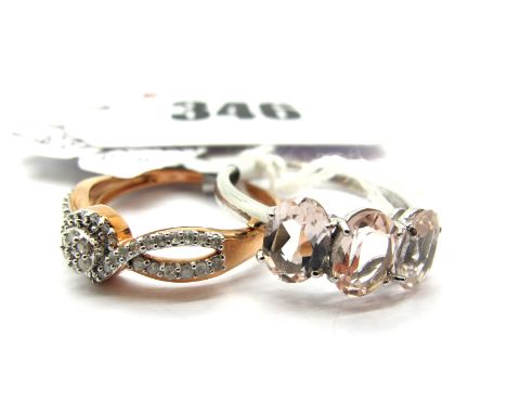 The Genuine Gemstone Company; A Modern 9ct Rose Gold Cluster Dress Ring, claw set throughout, within inset open work shoulder