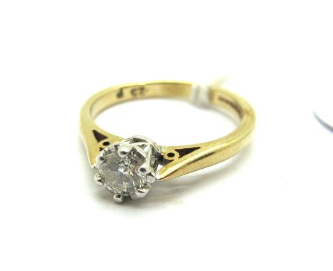 A 9ct Single Stone Diamond Ring, the brilliant cut stone claw set between tapered shoulders, stamped ".25p".