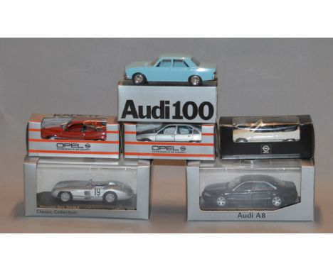 2 Minichamps 1/43 scale models, 3 GAMA models, an Audi 100 (unknown maker). All boxed (6)