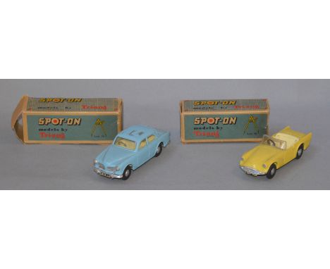 2 x Spot On model cars. Daimler SP250 plus Volvo 122s. Both boxed. 