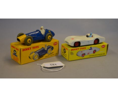 Two Dinky Toys: #234 Ferrari Racing Car; #237 Mercedes-Benz Racing Car. Both boxed. (2)