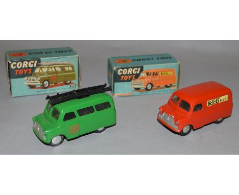 Two Corgi Toys, both Bedford models: #403M KLG Plugs Van; #405 Utilecon AFS Tender. Both boxed. (2)