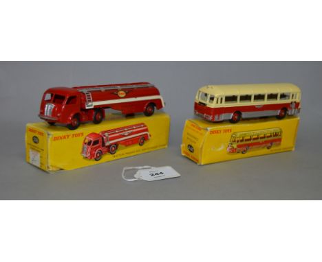 Two Dinky Toys: #29F Autocar Chausson and  #576 'Esso' Tracteur Panhard avec Semi-Remorque Citerne. Both boxed. (2)