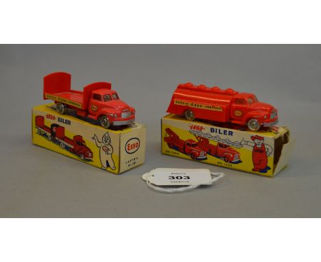 Two Lego Biler plastic vehicles: #1251 Esso Bedford Truck; #1250 Esso Bedford Tanker. Both boxed. (2)