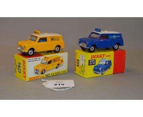 Two Dinky Toys: #274 AA Mini Van; #273 RAC Patrol Mini Van. Both boxed. (2)