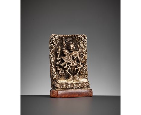 A RITUAL BONE PLAQUE OF CITIPATI, 17TH CENTURYNepal. Finely carved, the skeletal couple striking dynamic poses as they dance 