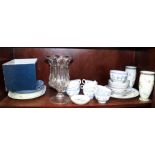 A Worcester floral decorated part teaset, a Wedgwood commemorative mug, by Richard Guyatt, three