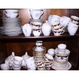 A German part tea service, a Royal Vale part tea service and a blue and gilt part tea service