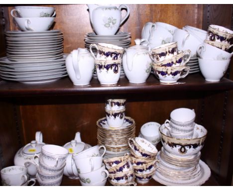 A German part tea service, a Royal Vale part tea service and a blue and gilt part tea service