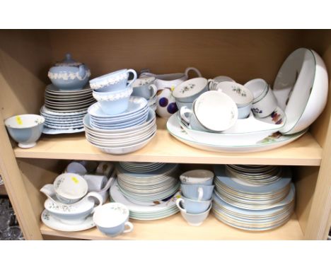 A quantity of Royal Worcester "Evesham" pattern china, a Wedgwood "Embossed Queensware" pattern part tea service, and a Royal