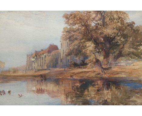 D H M Kewan, 1860: watercolours, view of Stokesay, Salop., 12 1/2" x 19", in strip frame