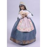 A Lladro gres figure of a girl holding a piglet, "Country Joy" 2356, 11 3/4" high