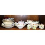 A quantity of mostly Continental china including a mirror, decorated cherubs, a Dresden dish,