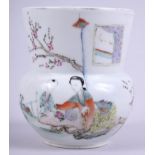 A 19th century Chinese vase, decorated polychrome figures and characters, 4" high