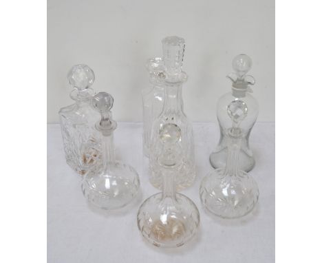 SELECTION OF CRYSTAL AND OTHER DECANTERSincluding Highland Nectar, The Distillers Coy. Ltd. Edinburgh engraved to the bell sh