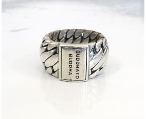BUDDHA TO BUDDHA SILVER RINGwith rectangular logo panel, ring size S-T