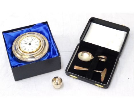 SILVER SPOON AND PUSHER SETBirmingham 1965, with fitted case, a Tooth Fairy's silver Toadstool with box, and a silver cased c