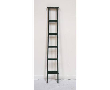 VINTAGE 'GLASGOW CITY LIGHTING DEPARTMENT' STEP LADDERa painted wooden example with padded strip to top section, 167cm high