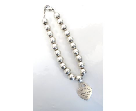 TIFFANY & CO. SILVER BEAD BRACELETwith heart shaped 'Return to Tiffany' tag