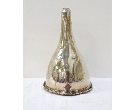 GEORGIAN SILVER WINE FUNNELwith ribbed decoration to the rim, the removable inner sieve section with a lobed rim, London 1794