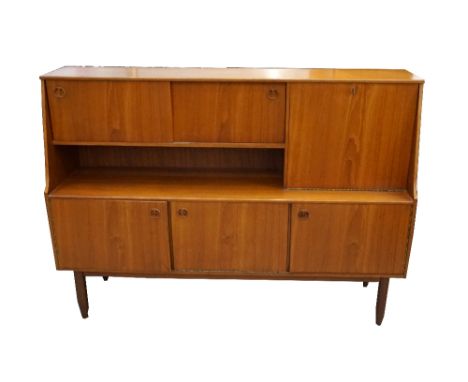 RETRO 1960's TEAK SIDE CABINETby 'A.Gardner & Son Ltd. 36 Jamaica Street Glasgow', the upper section with double sliding door