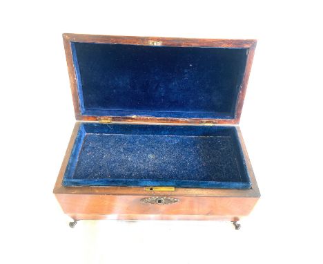 Antique victorian mahogany cross banded tea caddy, later made into a jewellery box 