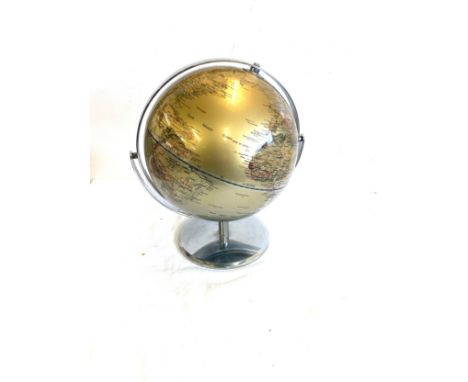 Metal base desk top globe height approx 13 inches tall 