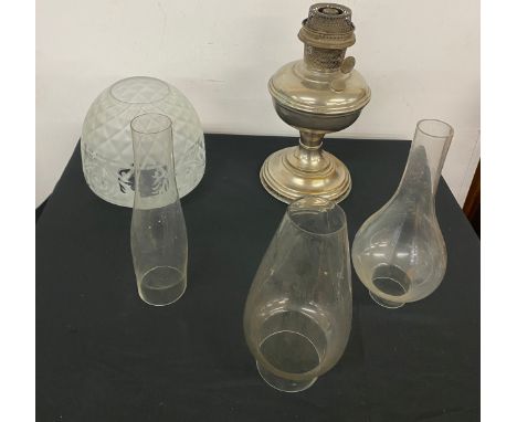 Selection of assorted Oil lamp parts includes Shade, funnels etc 