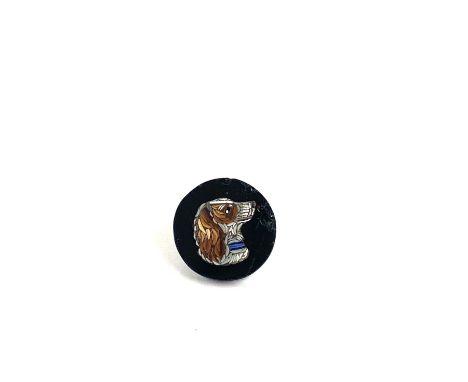 Grand tour micro mosaic button depicting a dogs heads
