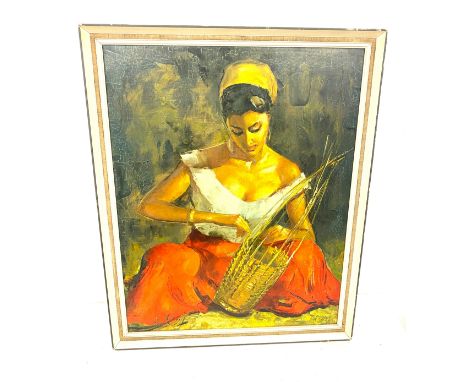 Vintage signed framed print measures approx 22 inches tall 19 inches wide 