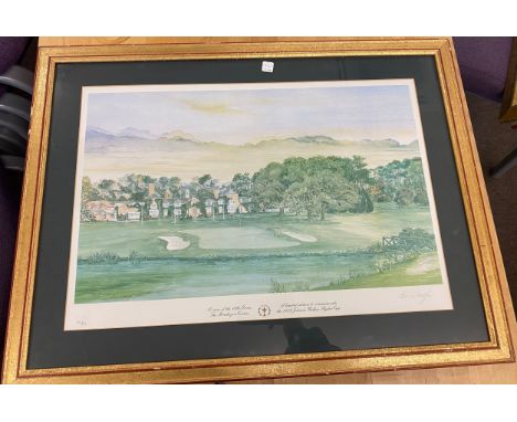 Signed framed limited edition print by Bill Waugh titled " A limited edition to commemorate the 1989 Johnnie walker Ryder Cup