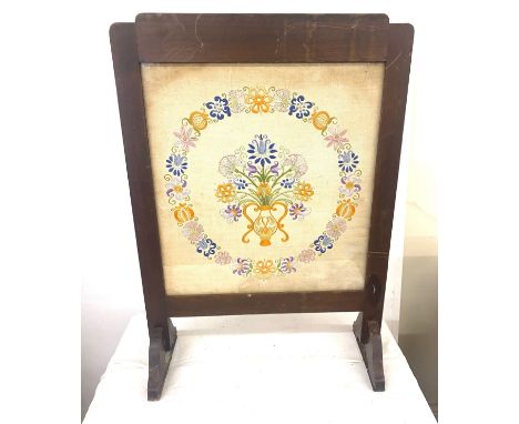 Oak framed tapestry fire screen measures approx 28 inches tall 21 inches wide 