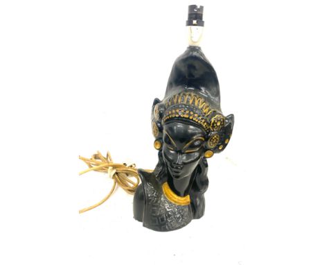 Vintage Egyptian lady head lamp, approximate height: 18 inches, untested 
