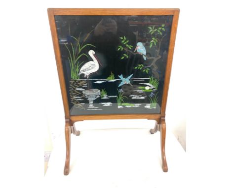 20th Century painted fire screen measures approx 30 inches tall 221 inches wide 
